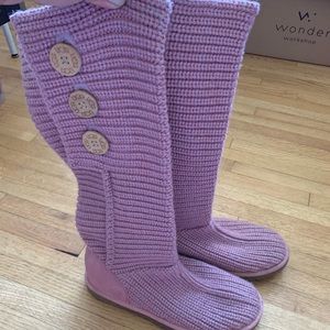 Ugg Australia Pink Classic Cardi Knitted Boots Sz8